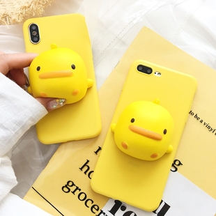 减压小黄鸭软捏捏苹果X手机壳iPhone7/8plus可爱全包Q软胶6s卡通